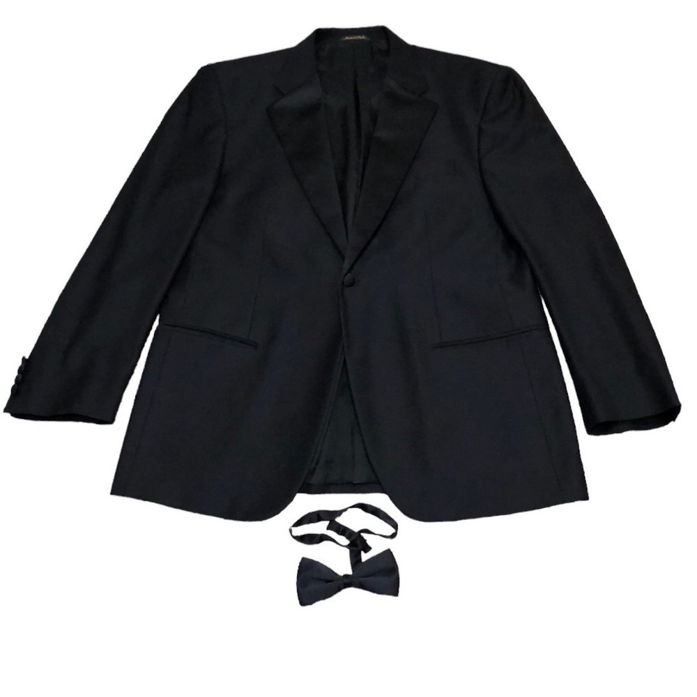 Principe Tuxedo Suit Jacket Size 42R Black Virgin Wool